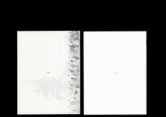 Two light-coloured magazine pages against a black background. On the left, a vertical strip of numbered black-and-white images runs along the edge; on the right, small centred text reads »Issue 1.1«.