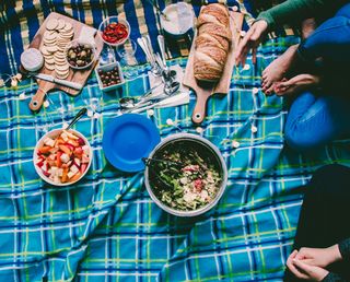 Picnic blanket with food