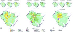 Planungsszenarien äthiopische Kleinstadt (Copyright: Professur InfAR) Planungsszenarien äthiopische Kleinstadt (Copyright: Professur InfAR)