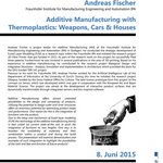 Im Rahmen der interdisziplinären Veranstaltungsreihe »bauhausinteraction.colloquium« an der Bauhaus-Universität Weimar begrüßen wir am Montag, 8. Juni 2015, Andreas Fischer zum Thema »Additive Manufacturing with Thermoplastics: Weapons, Cars & Hous