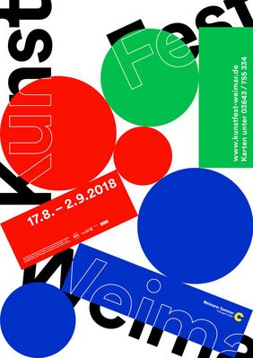 Die bereits 29. Ausgabe des Kunstfest Weimar findet vom 17. August bis 2. September 2018 statt und widmet sich dem 100. Jubiläum des Bauhauses. (Bild: Kunstfest Weimar) Die bereits 29. Ausgabe des Kunstfest Weimar findet vom 17. August bis 2. September 2018 statt und widmet sich dem 100. Jubiläum des Bauhauses. (Bild: Kunstfest Weimar)