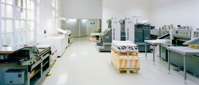 Blick in die Druckwerkstatt.