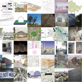 Collage (Grafik: Bauhaus-Universität Weimar, anhand von eingereichten Abbildungen der Entwurfsverfasserinnen und -verfasser der Abschlussarbeiten)