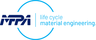 Logo der MFPA mit stilisiertem Schriftzug »mfpa« in blauer Typografie.