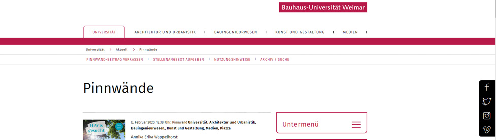 Bauhaus Universitat Weimar Pinnwand Market Place