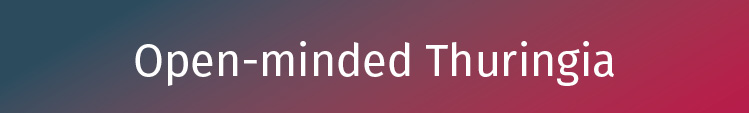 Link to the website open-minded Thuringia, typo on coloured background