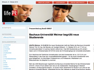 Screenshot der Website