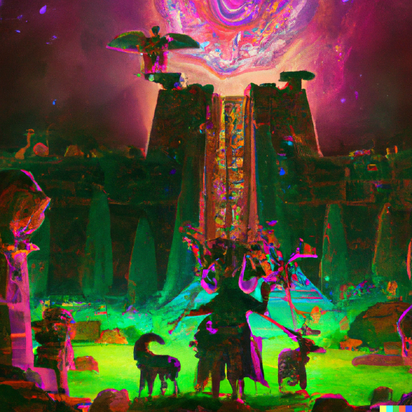 File:DALL·E 2022-10-31 16.35.26 - psychedelic rituals at mysteries of Eleusis at 1400 b.C at night, digital art.png