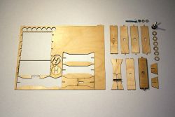 Balsa Wood with laser cuts for a Microscope design by Amel Ali-Bey