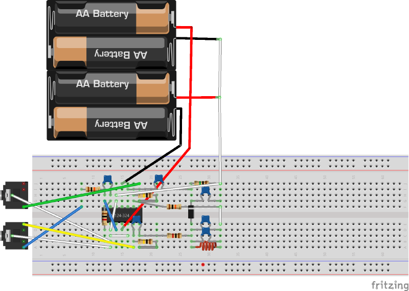 File:Microphone amp tl074 Steckplatine.png