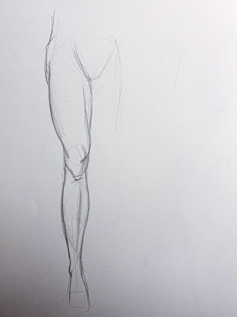 Zeichnung Bein einer Frau, Bleistift