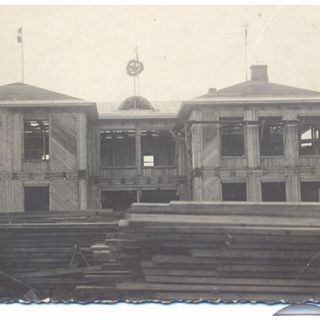 Rohbau des Schulgebäudes 1936 / Valka Local History Museum Rohbau des Schulgebäudes 1936 / Valka Local History Museum